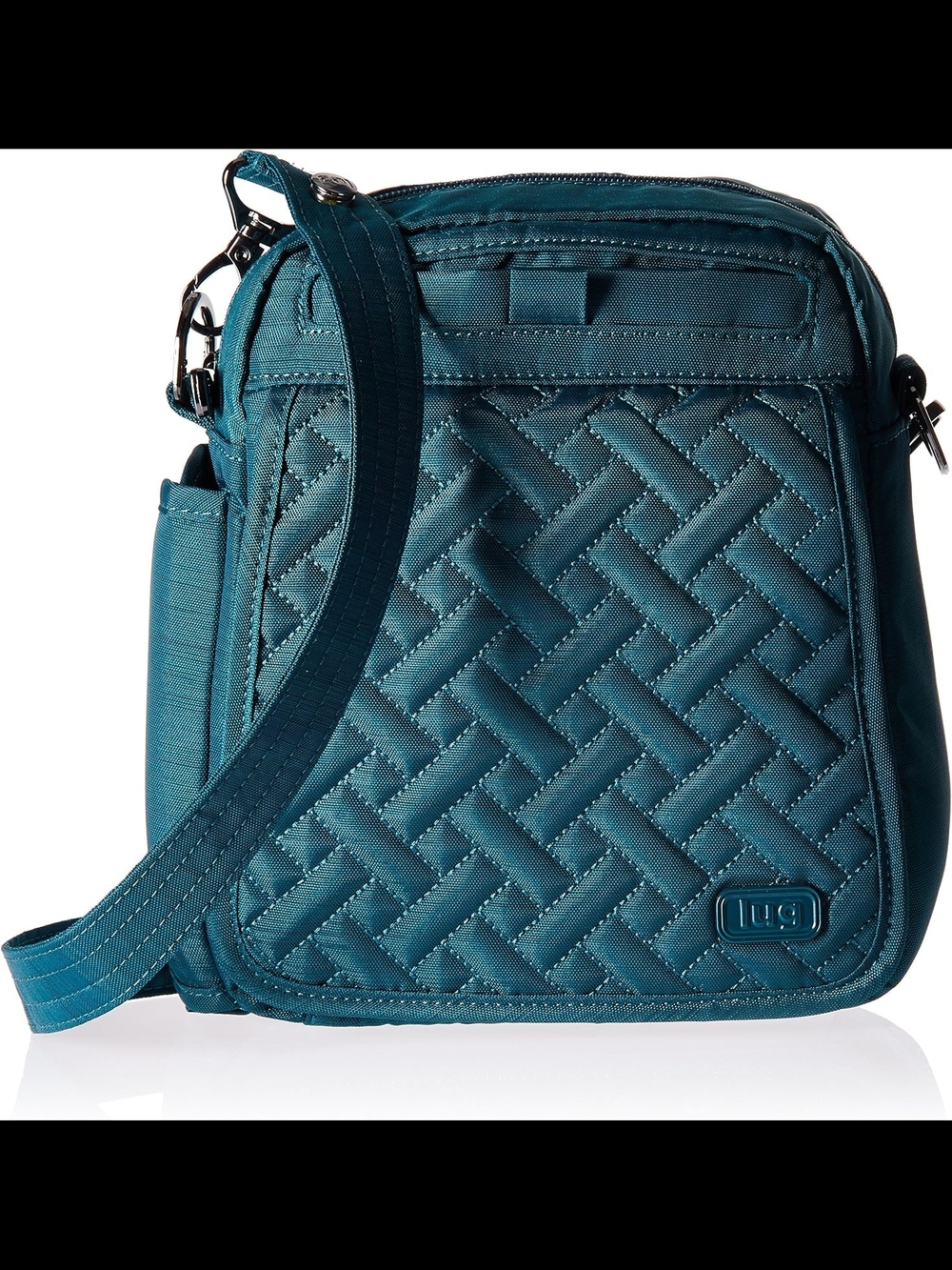 lug FlapperTeal Quilted Crossbody Bag with Woven Stitch Detail